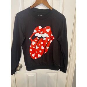 The Rolling Stones Sweatshirt Women's‎ XS Long Sleeve Crew Neck Graphic Heart